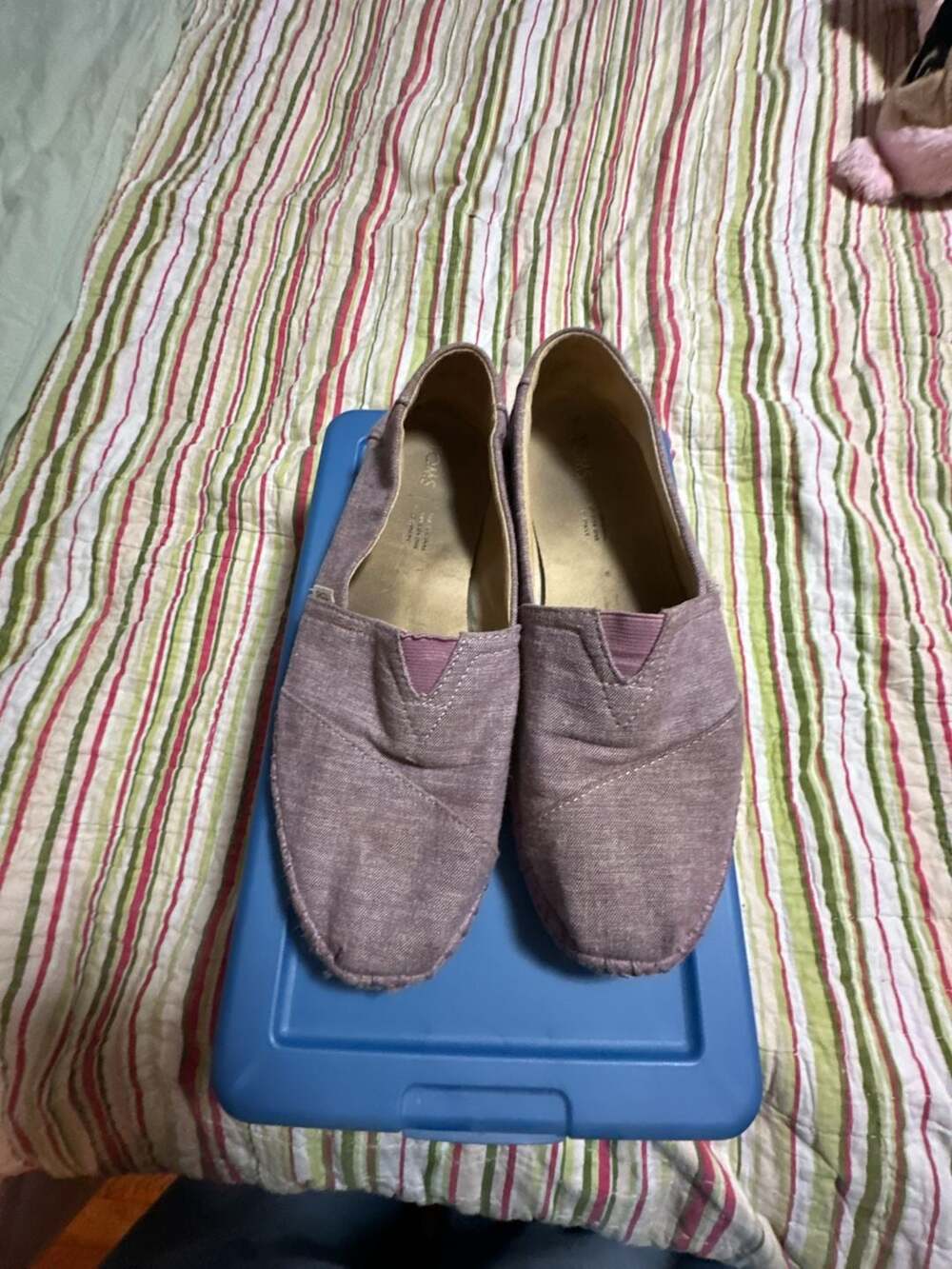 TOMS Alpargata Slip-On Shoes Women's Size 9 Purple Chambray